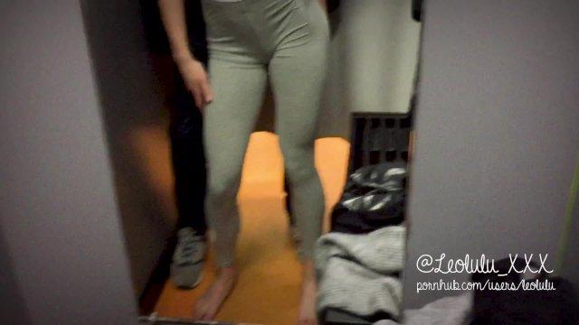 Trying yoga pants and fucking in the shop! - LeoLulu Public Sex