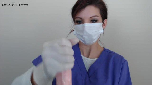 Milking Procedure - Nurses' Clinical HandJob in Latex Gloves & Mask Cumshot