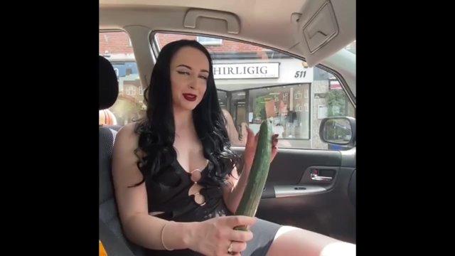 Wanna see what A British girl does with cucumbers in public ?