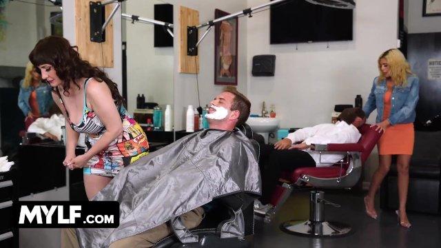 Best MILF Barber In Town Melody Mynx Gives Her Client A Boner And A Blowjob - MYLF