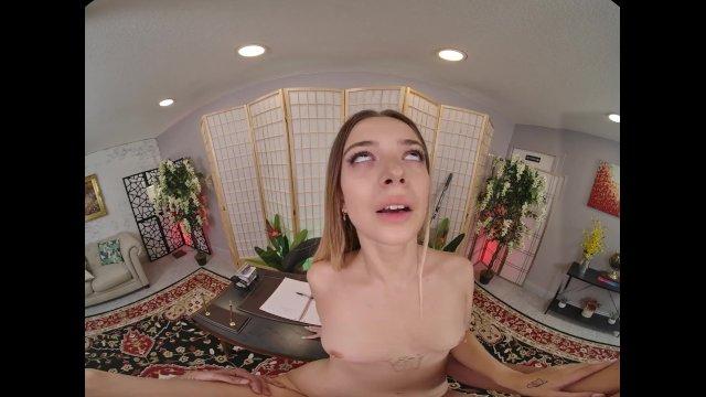FuckPassVR - Petite brunette Molly Little moans as your hard dick penetrates her tight cunt in VR