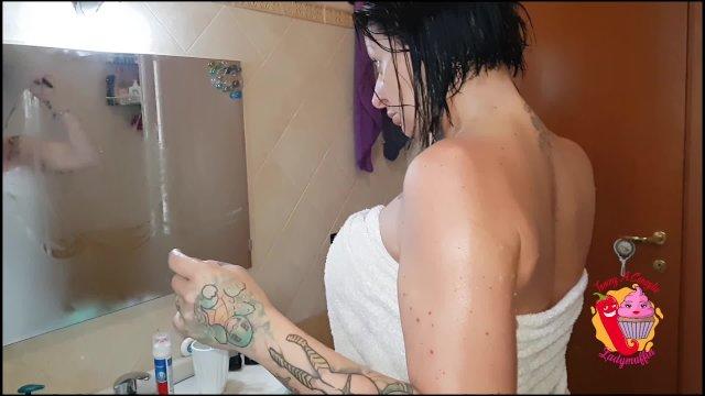 Dirty Milf takes a shower and masturbates