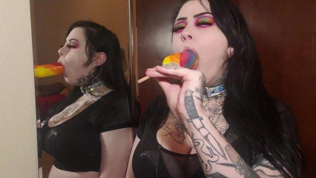 Sucking Messy Rainbow Dickpop for Pride