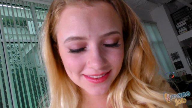 You DON'T WANT TO MISS this super-cute PETITE BLONDE catch a BIG SURPRISE POP SHOT all over her FACE