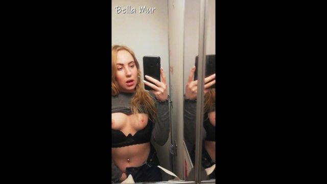 Risky masturbation in the airplane toilet