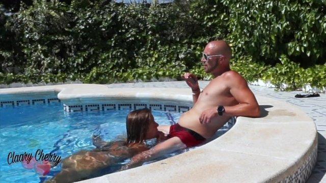 Voyeur cam sucking at the pool - Claary Cherry