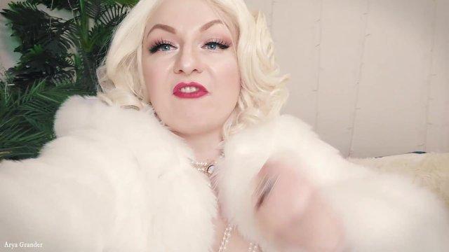 white fur - fetish video - JOI jerk off instructions CEI cum eating instructor - kinky Arya Grander