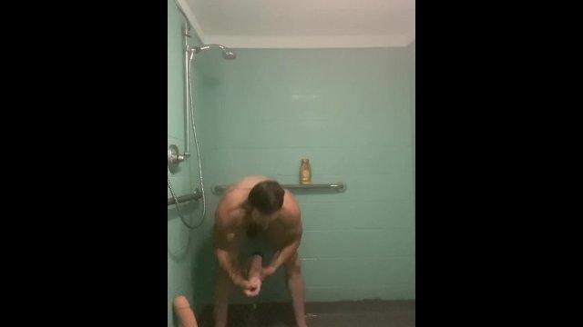 Nicholas Ryder Plays With His Toys in a Public Gym Shower