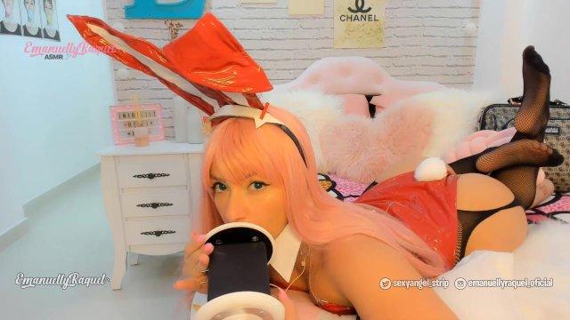 ASMR INTENSE Zero Two cosplay jerk off instructions JOI ear licking and wet pussy sounds