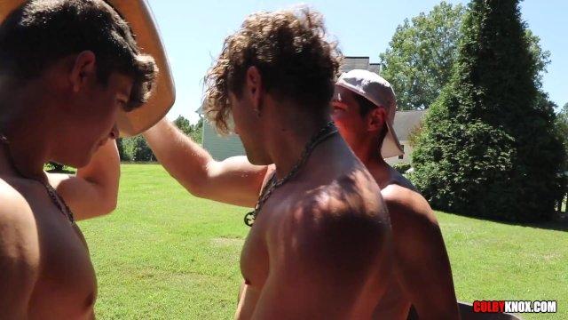 Tight Cowboy Calvin Banks gets SPITROASTED by his Frat Bros Drake Von and Colby Chambers