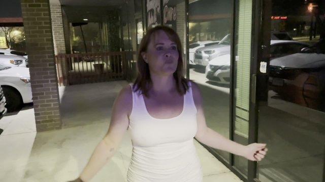 Flashing My Pussy Outside a Sex Club and a See-through Dress